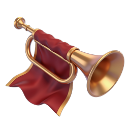 3D Brass Bugle Trumpet Icon - Premium Musical Graphic