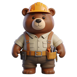 Cute Builder Bear Icon for Construction Projects