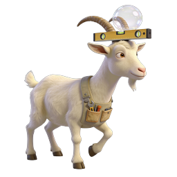 Builder Goat Construction Mascot Icon with Tools