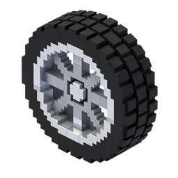 Stylized Building Block Wheel Icon for Automotive Design