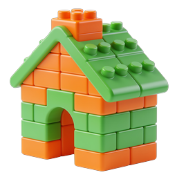 Colorful Building Blocks Toy House Icon