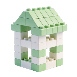 Ícone de casa de blocos de montar pastel | Construção de brinquedos 3D