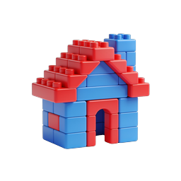 Building Blocks Toy House 3D Illustration Icon