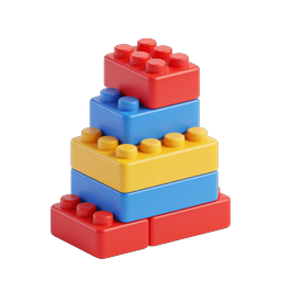 Ícone 3D de blocos de montar coloridos para crianças