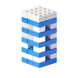 Building Blocks Tower Icon - Blue & White Stack