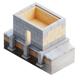 Building Foundation Construction Isometric Icon