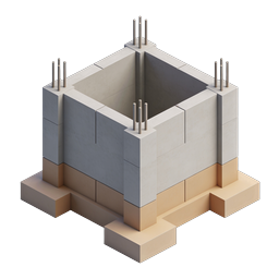 建筑地基施工图标 - 等轴测 3D