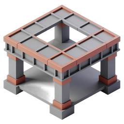 Building Foundation Framework Icon - 3D Isometric Design
