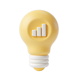 Light Bulb Bar Chart Icon - Business Analytics 3D