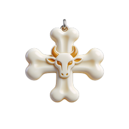 Bull Cross Pendant 3D Icon - Sacred Bovine Symbol Design