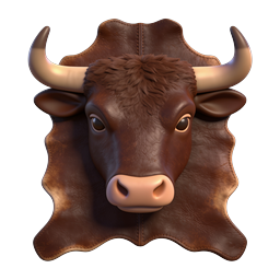 Ícone de Emblema de Cabeça de Touro - Design Realista de Escudo de Couro 3D