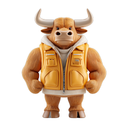 Icono de personaje mascota toro - animal renderizado en 3D