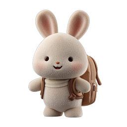 Ícone de personagem de pelúcia de coelhinho fofo com mochila