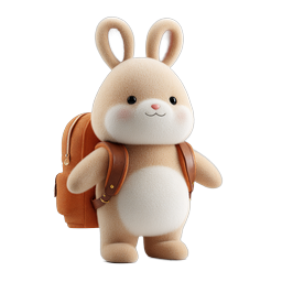 Ícone de Personagem Mochila de Coelho Fofo | Renderização 3D de Pelúcia