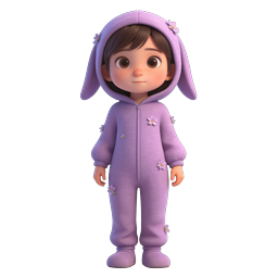 Adorable Bunny Onesie Child 3D Character Icon