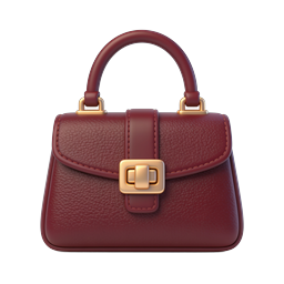 Burgundy Leather Handbag Icon - Realistic 3D Design
