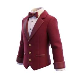 Burgundy Tailcoat Tuxedo 3D Icon - Formal Wear