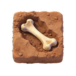 Buried Bone in Dirt Block - Archaeology 3D Icon
