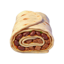 3D Burrito Wrap Icon - Mexican Food Illustration