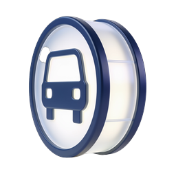 3D Clay Bus Transport Icon - Circle Badge Design
