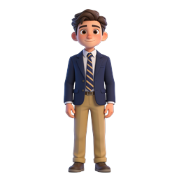 Friendly Business Boy 3D Cartoon Character Icon