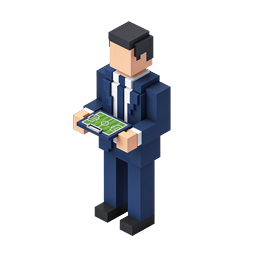 Soccer Coach Business Suit Voxel Icon for Sports Apps