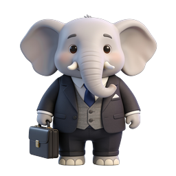 Ícone de elefante executivo charmoso para indústrias criativas