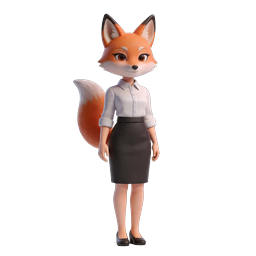 Professional Business Fox Character 3D Illustration Icon