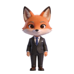 Business Fox Character in Suit - 3D Pixar Style Icon