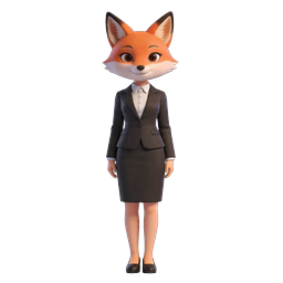 Professional Business Fox Character 3D Icon