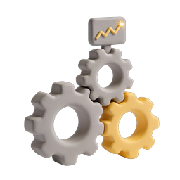 Business Gears Growth Icon - 3D Clay Style