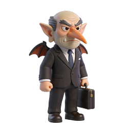 Business Goblin Character 3D Icon with Briefcase