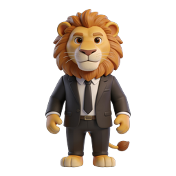 Business Lion Character Icon | Professional 3D Animal Mascot
