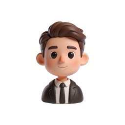 3D Businessman Avatar Icon with Wooden Frame