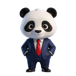 Business Panda Character Icon - Professional 3D Mascot