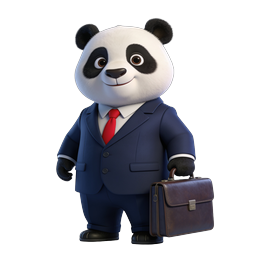 Business Panda Character Icon - Professional Suit & Briefcase