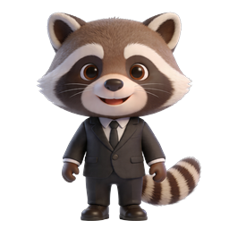 Business Raccoon Character in Suit | Professional 3D Mascot