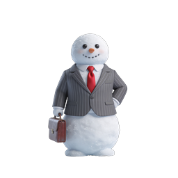 Business Snowman Icon with Suit and Briefcase