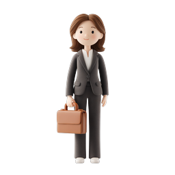 Business Woman with Briefcase 3D Character Icon