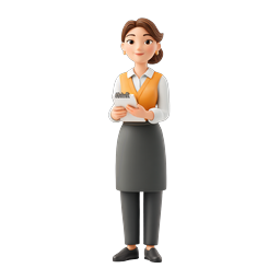 Professionelle Geschäftsfrau mit Klemmbrett 3D-Icon