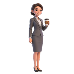Professional Businesswoman with Coffee 3D Character Icon