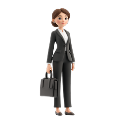 Professional Businesswoman Character Icon with Briefcase
