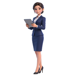 Professional Businesswoman with Tablet 3D Icon