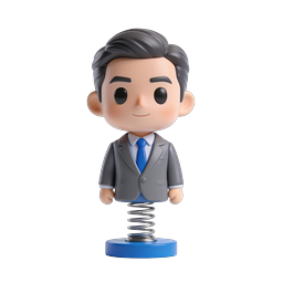 Businessman Bobblehead Toy Icon - 3D Office Figure
