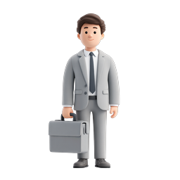 Businessman with Briefcase 3D Character Icon