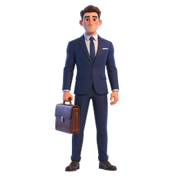 Businessman with Briefcase 3D Character Icon