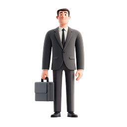 Professional Businessman with Briefcase 3D Icon