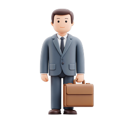 Businessman with Briefcase 3D Clay Illustration Icon