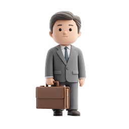 3D Businessman Character with Briefcase Icon
