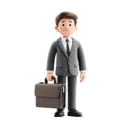 Professional Businessman with Briefcase 3D Icon